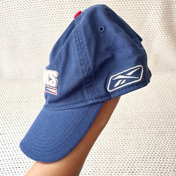 NFL Reebok Blue Vintage Y2K Embroidered Patch Spellout New York Giants Hat Cap - Picture 3 of 6